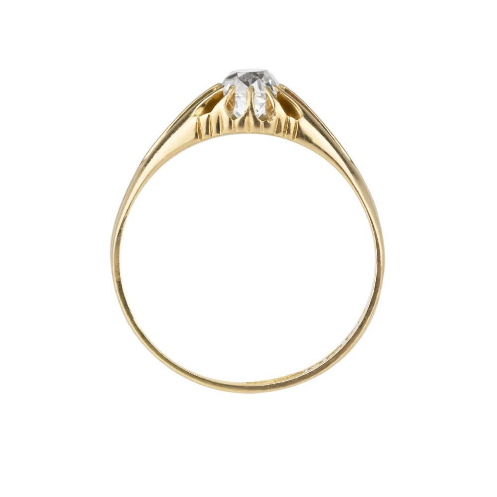 Antique 1.10ct Old Mine Cut Diamond Solitaire Ring 18ct Yellow Gold