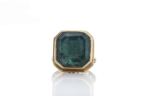 Antique 18th century Gents Large Glove 40.00ct Emerald Seal Ring, Brandenburg Coat of Arms, Prussia, Circa 1701