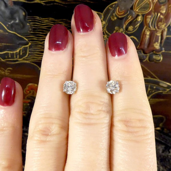 Timeless and Classic Single Stone 1.67ct Diamond Solitaire Stud Earrings