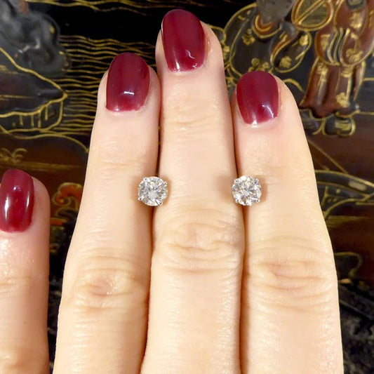 Timeless and Classic Single Stone 1.67ct Diamond Solitaire Stud Earrings