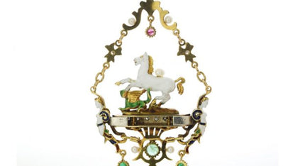 Vintage Pegasus and Dragon Pendant with Enamel and Gemstones