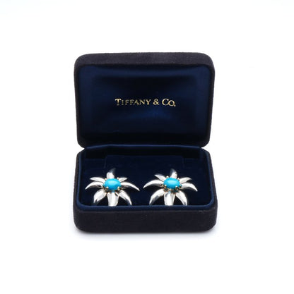 Vintage Tiffany and Co Turquoise Fireworks Clip On Earrings in 18ct Gold and Silver, Fitted with double hinged omega clip backings, in original box, Circa 1995