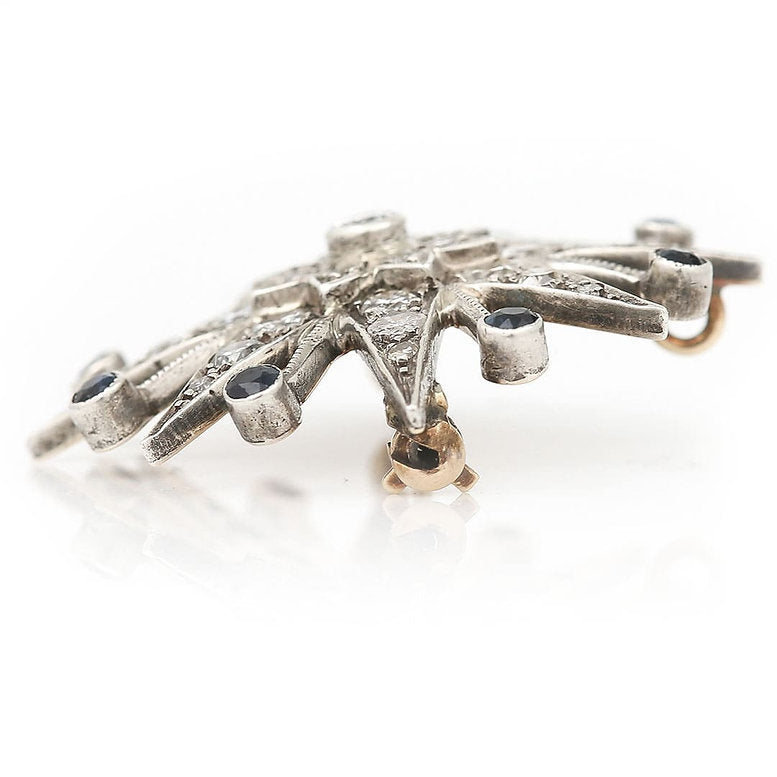 Vintage 1.80ct Diamond and Star Brooch come Pendant with Sapphires