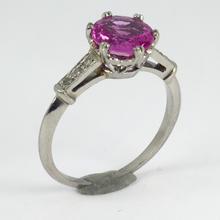 Pink Sapphire, Diamond and Platinum Solitaire Ring, 1.45 carats