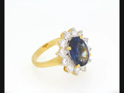 Vintage 5.10ct Sapphire and Diamond Cluster Ring