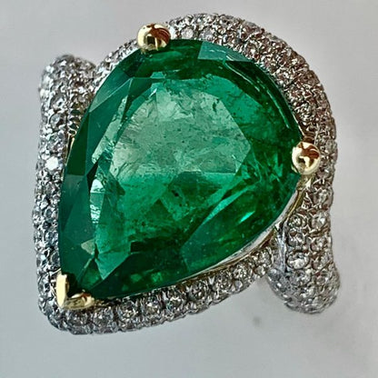 Fine 7.04ct Emerald and Diamond Cluster Ring in 18ct White Gold