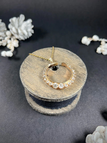 Victorian Antique 3.75ct Old Cut Diamond Crescent Moon Pendant