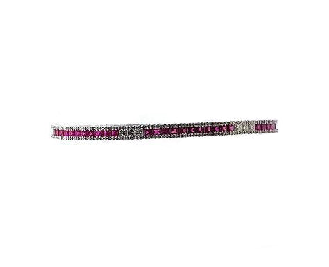 Princess Cut Ruby and Diamond Line Bracelet; featuring 8.62cts princess cut rubies interspersed with 2.32ct diamond set sections, in 18ct white gold