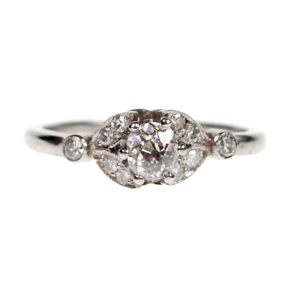 Vintage Old Mine-Cut Diamond and Platinum Ring, 0.60 Carat