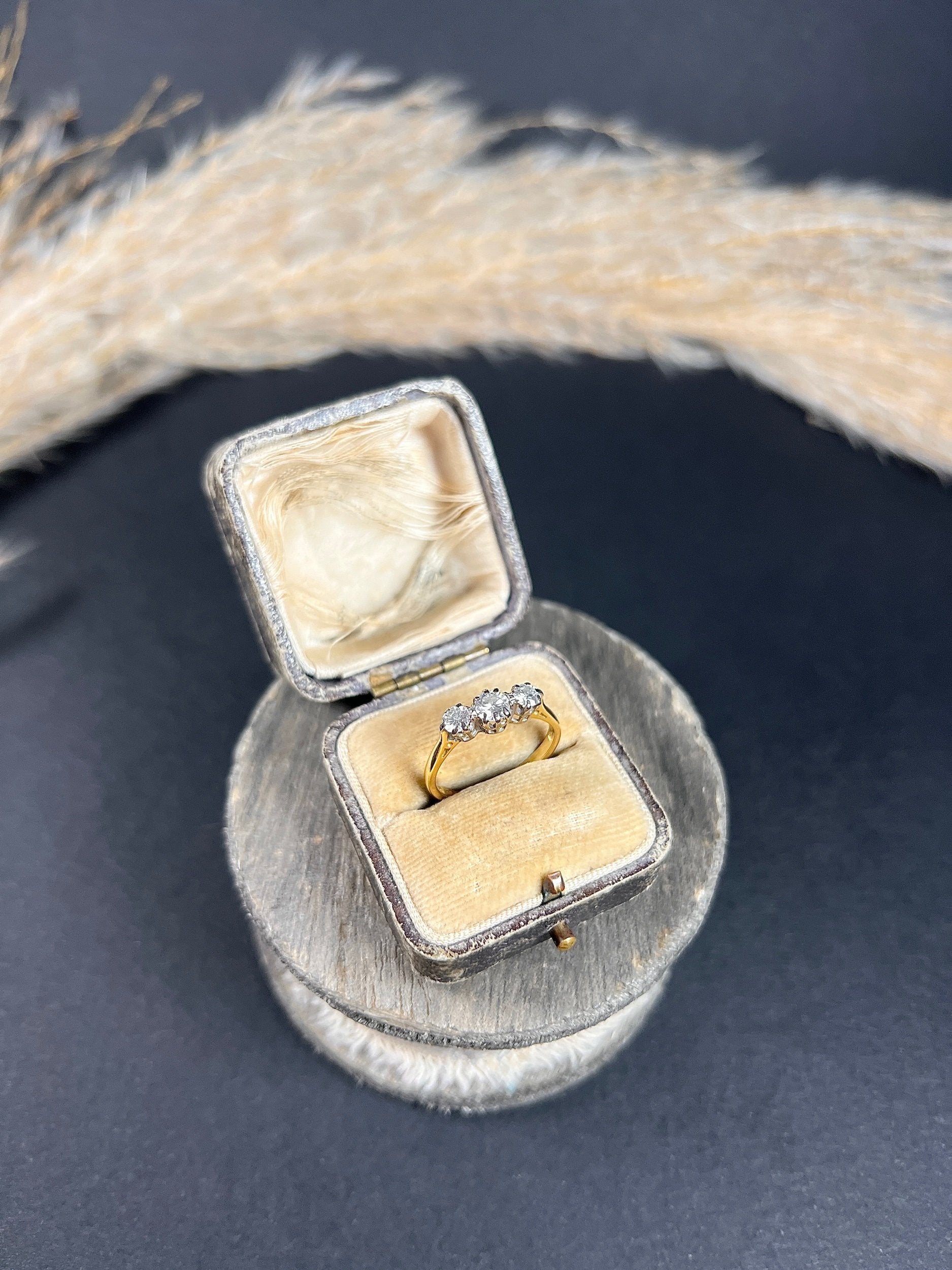 Preloved 18 ct Yellow Gold, 3 Stone Diamond Engagement Ring