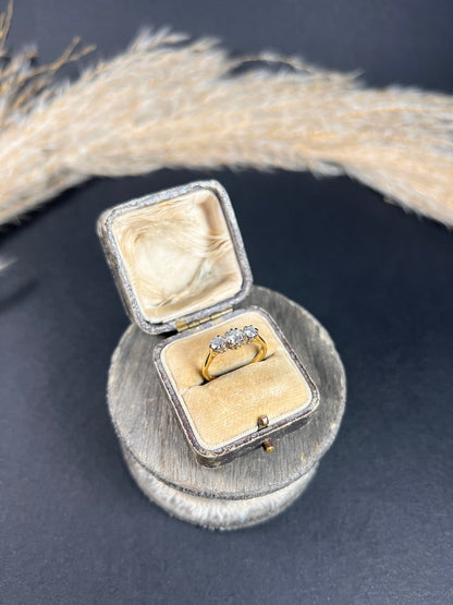 Preloved 18 ct Yellow Gold, 3 Stone Diamond Engagement Ring