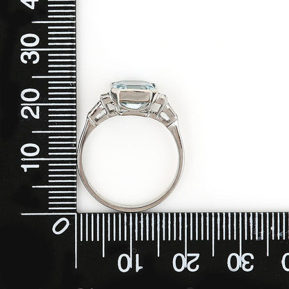 2.17ct Octagonal Aquamarine and Baguette Diamond Dress Ring