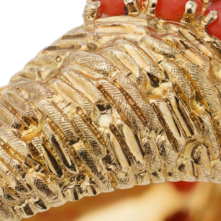 Vintage Cartier coral and gold bombe ring by Signori and Bondioli