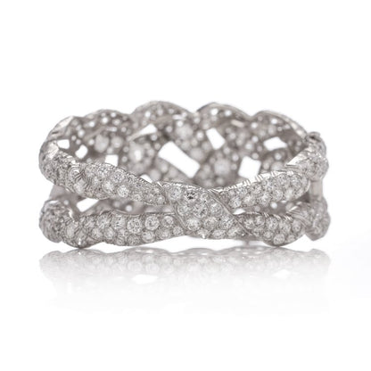 Antique Art Deco Old European Cut Diamond Bangle Bracelet in Platinum, 30.00 carats