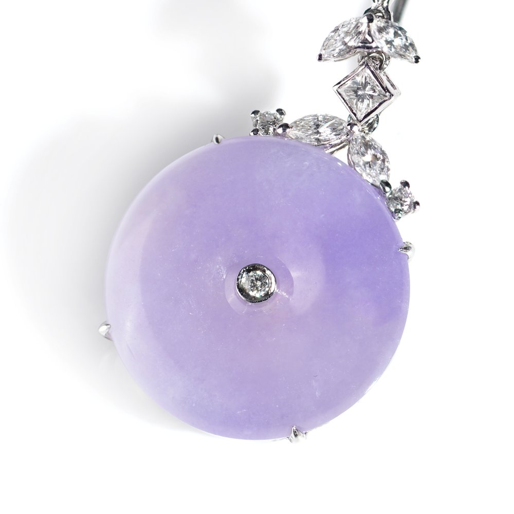 A Grade Lavender Jade and Diamond Drop Earrings