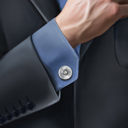 Rose Cut Diamond Pave Cufflinks; two highly domed rose cut diamonds surrounded by micro-pave set round brilliant cut diamonds, 3.40 carat total, 18ct white gold