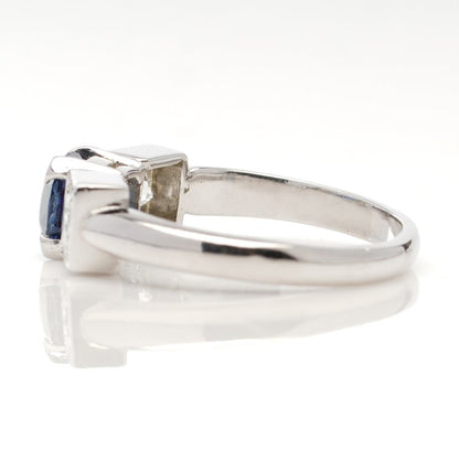 Vintage 0.85ct Sapphire and Diamond Three Stone Ring in Platinum