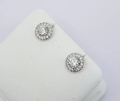 Diamond Cluster Stud Earrings, 0.94 carats, 18ct White Gold