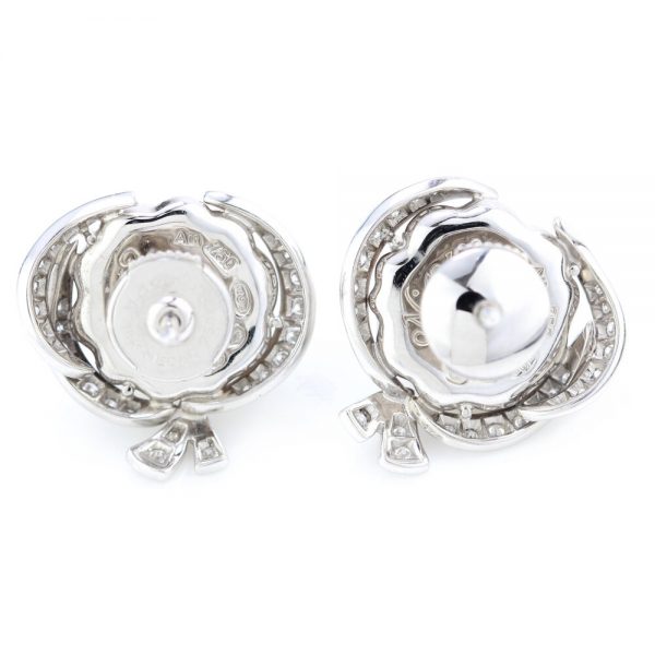 Breguet Rose de la Reine Carved Cameo and Diamond Earrings in 18ct white gold, Signed