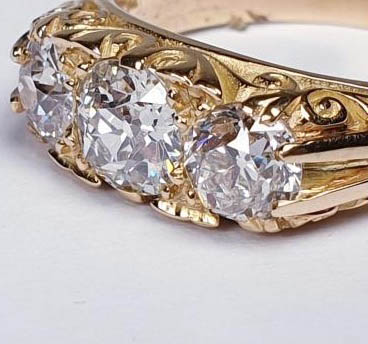 Vintage Antique Style 1.55ct Old Cut Diamond Three Stone Ring