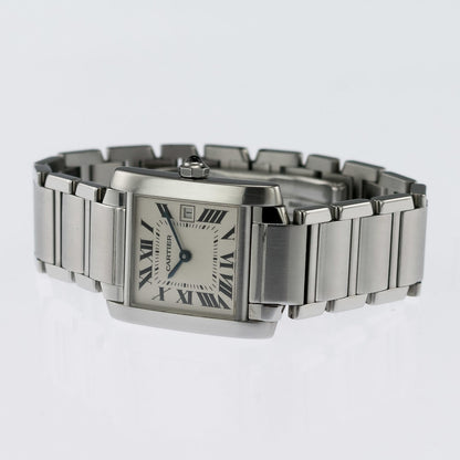 Cartier Tank Francaise Mid Size Stainless Steel W51011Q3 Quartz Watch