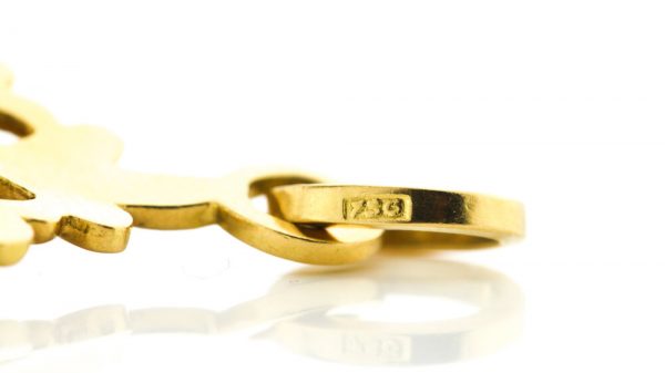 Vintage Pegasus and Dragon Pendant with Enamel and Gemstones; elaborate 18ct yellow gold Pegasus and dragon pendant necklace decorated with enamel, freshwater pearls, emeralds, ruby and diamonds. Circa 1950s