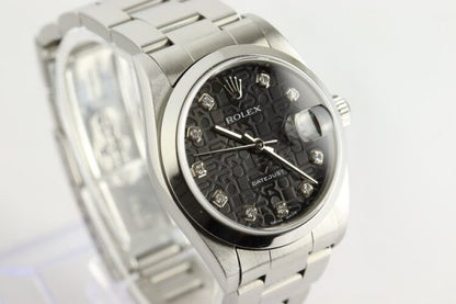 Rolex Datejust Midsize 31mm Stainless Steel Automatic Watch with Original Black Jubilee Diamond Dial, Ref 78240, on stainless steel Oyster bracelet with fold-over clasp