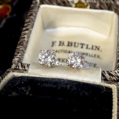 Timeless and Classic Single Stone 1.67ct Diamond Solitaire Stud Earrings