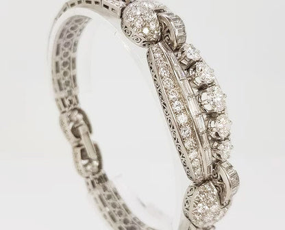 Vintage Diamond and Platinum Panel Bracelet, 16.50 carat total
