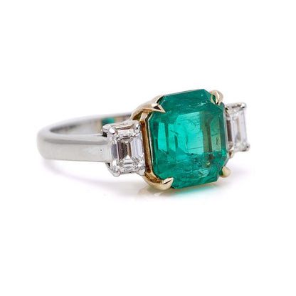 5.82ct Natural Colombian Emerald and Diamond Ring with Certificate