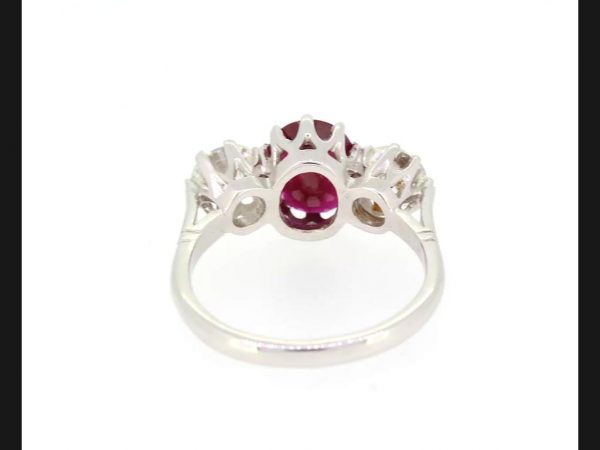 Natural Ruby and Diamond Three Stone Ring, 2.06 carats, Certified