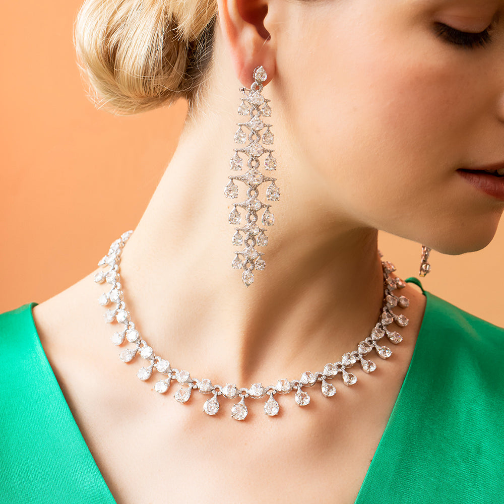 Old Mine Cut Diamond Fringe Necklace, 41.00 carat total