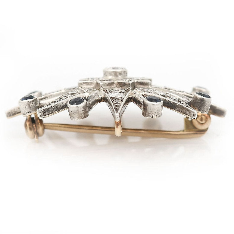 Vintage 1.8ct Diamond and Sapphire Star Brooch Pendant