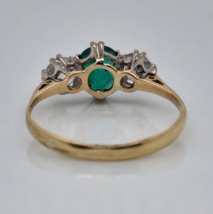 0.75ct Emerald and Diamond Trilogy Ring