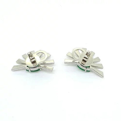 Emerald and Diamond Starburst Fan Earrings