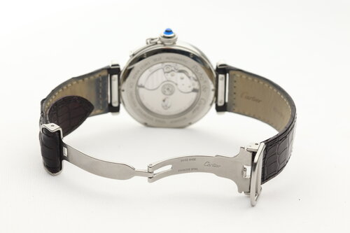 Cartier Pasha 42mm Automatic Stainless Steel with Deployant Clasp, Ref. 2730, on a Cartier black leather strap and deployant buckle