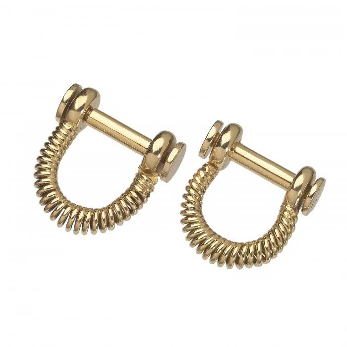 Vintage French 18ct Gold Spring Stirrup Cufflinks, Circa 1950