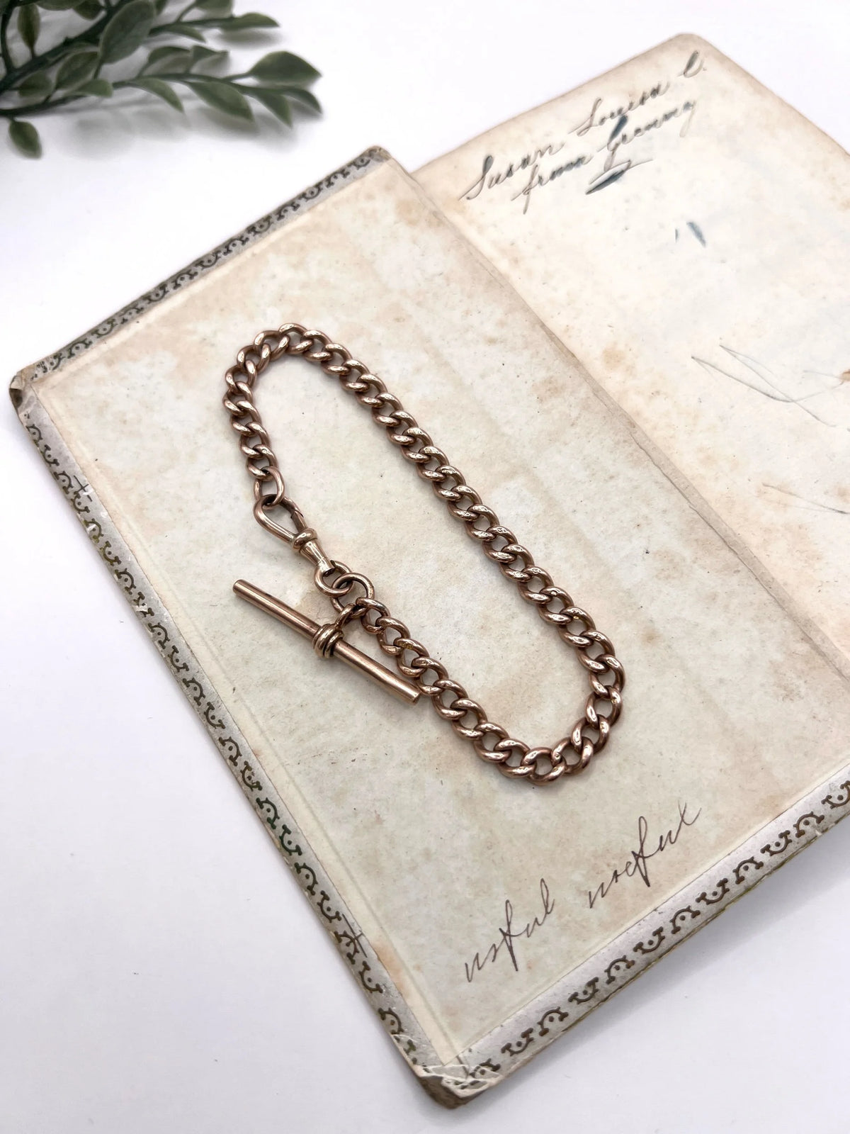Antique 9 Carat Rose Gold Curb Link Albert Bracelet, Circa 1900