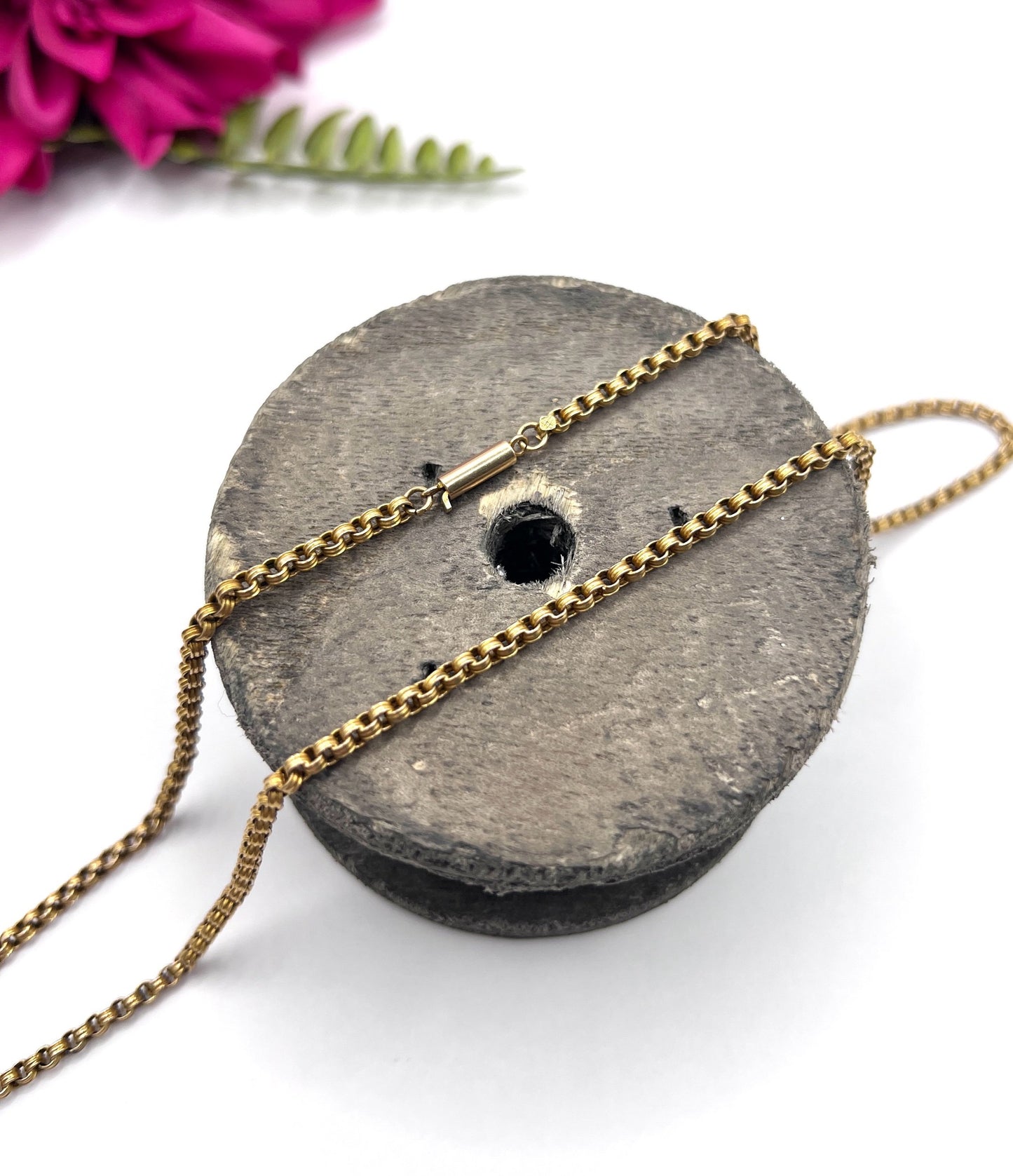 Antique 15ct Yellow Gold, 19 Inch Fancy Round Belcher Link Chain