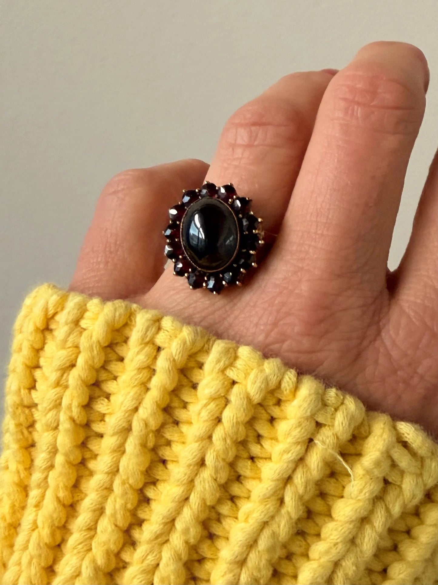 Vintage Garnet Cluster Ring in 9ct Gold