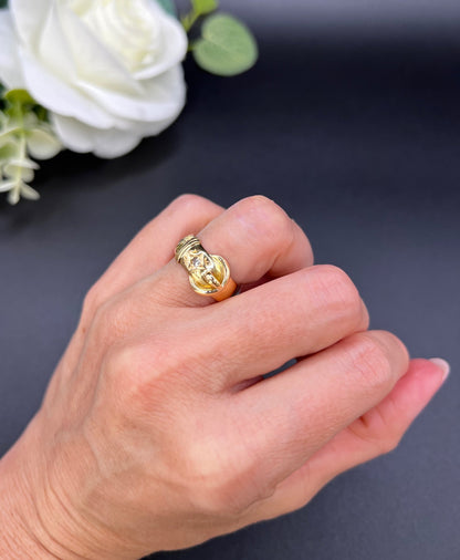 Antique 18 ct Yellow Gold, Edwardian Star Set Diamond Buckle/Belt Ring