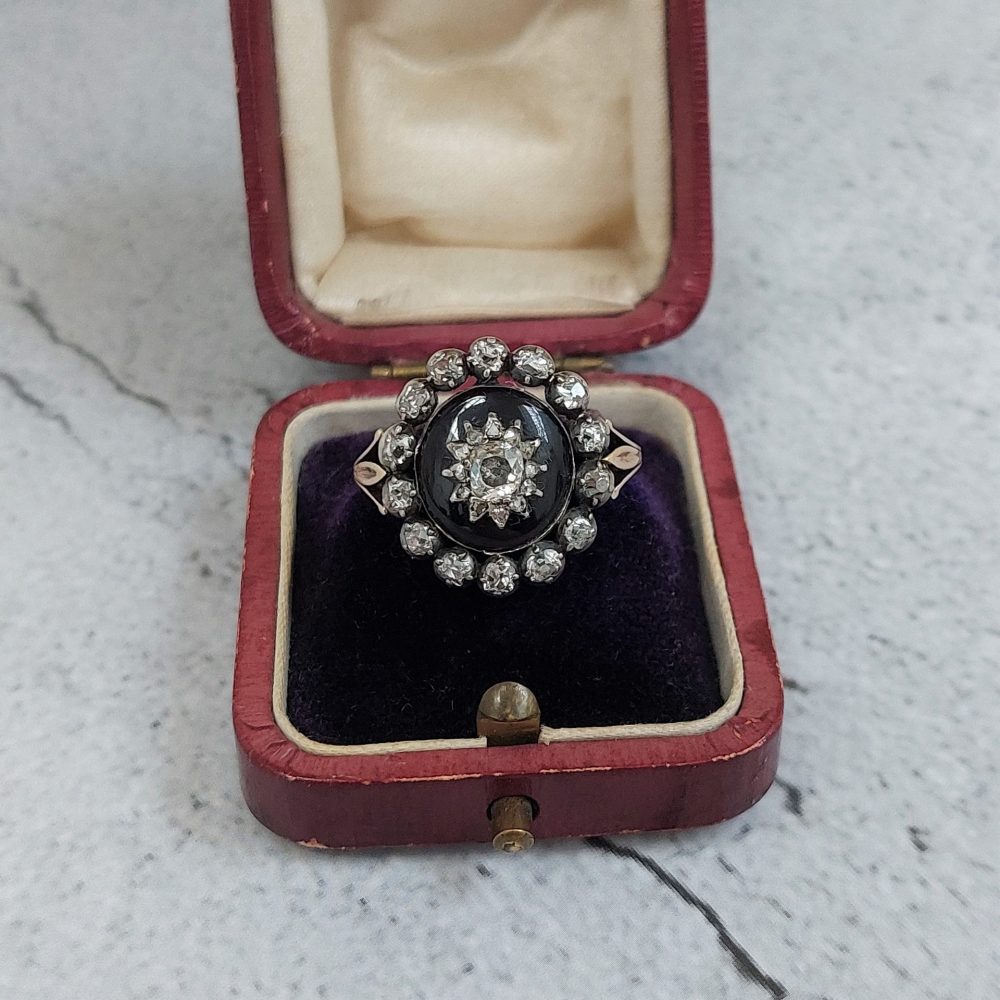 Antique Georgian 1.20ct Old Cut Diamond and Garnet Dress Ring