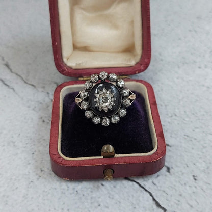Antique Georgian 1.20ct Old Cut Diamond and Garnet Dress Ring