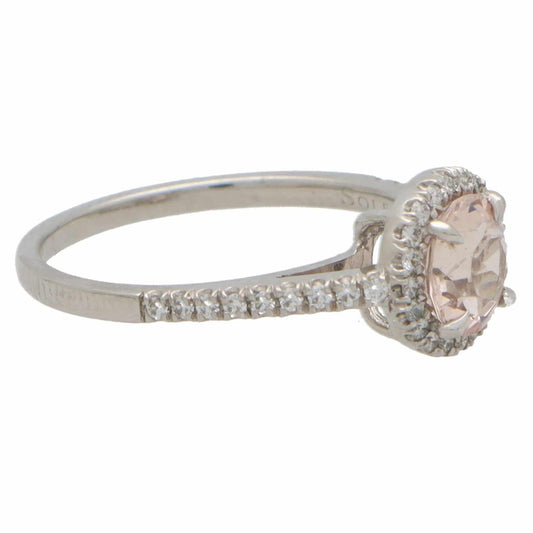 0.91ct Morganite and Diamond Target Cluster Ring in Platinum