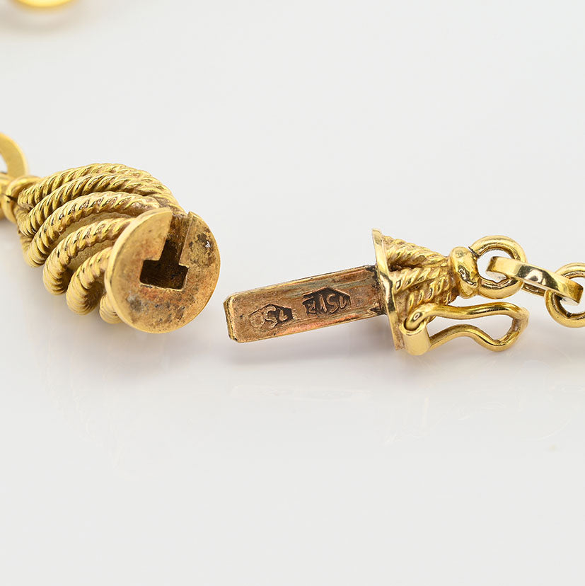 Vintage Italian Weingrill Pearl and Gold Cord Spiral Long Chain Necklace