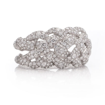 Antique Art Deco Old European Cut Diamond Bangle Bracelet in Platinum, 30 carats