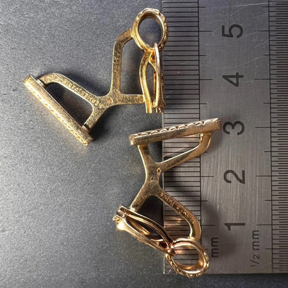 Hermes French 18ct Yellow Gold Stirrup Cufflinks, Signed Hermes Paris