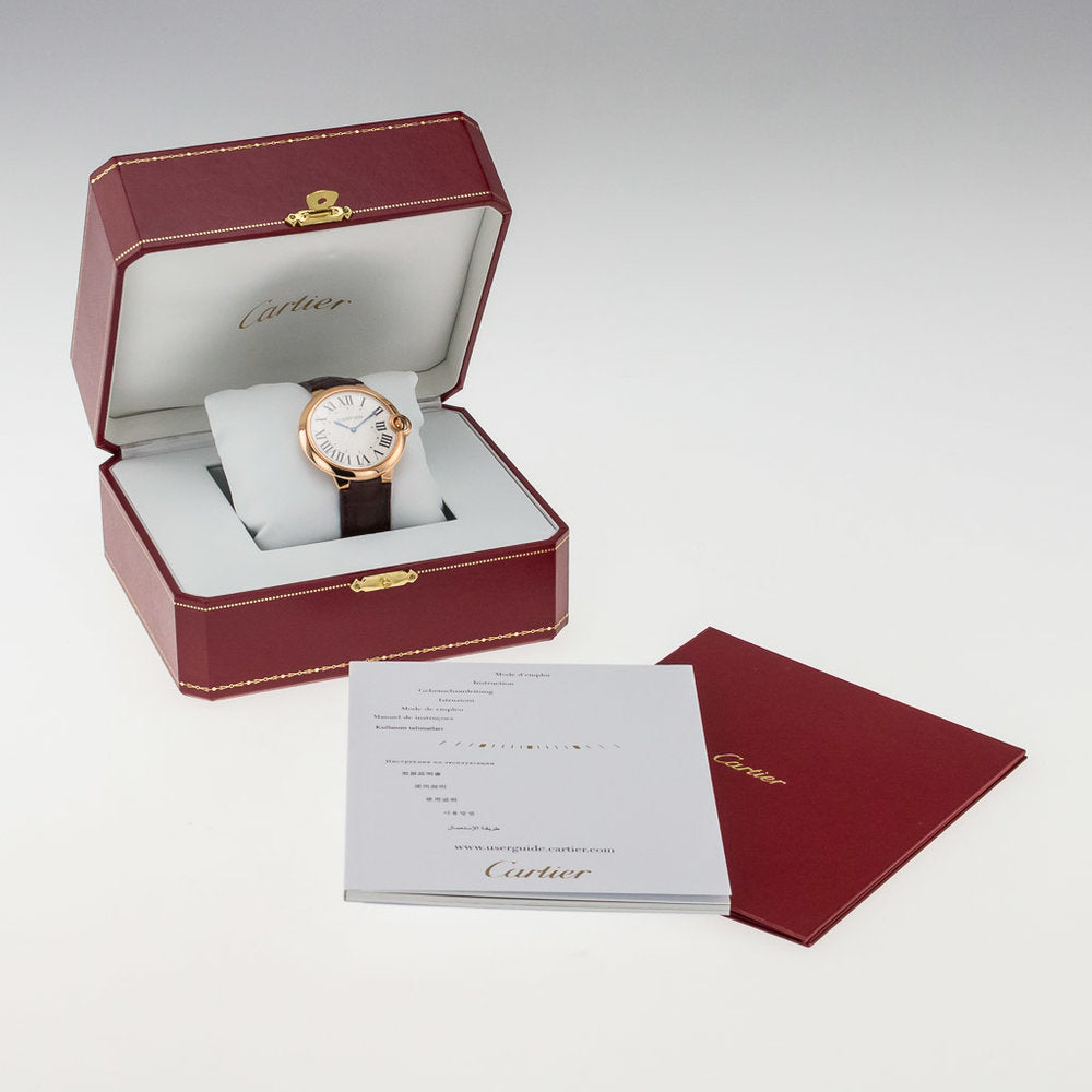 Cartier Ballon Bleu W6920083 Rose Gold 40mm Unworn Automatic Watch on brown leather Cartier strap with original box, instruction manual and stamped warranty
