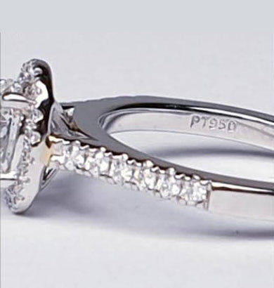 0.50ct Diamond Oval Cluster Engagement Ring in Platinum, GIA Certified