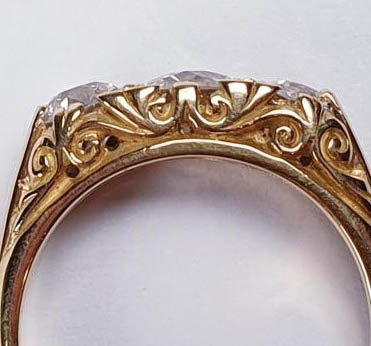 Vintage Antique Style 1.55ct Old Cut Diamond Three Stone Ring